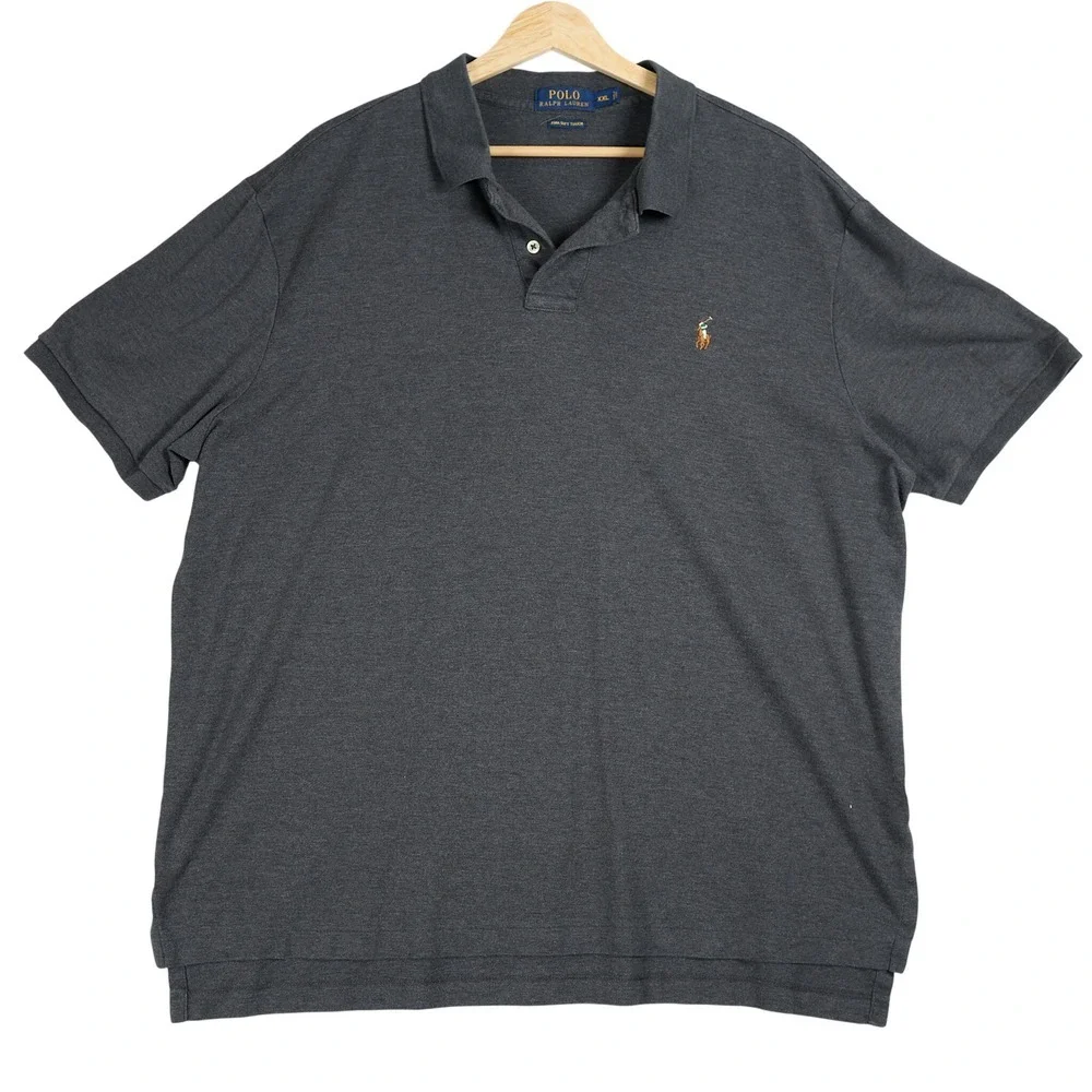 Polo Ralph Lauren Mens XXL Charcoal Gray Pima Soft Touch Short Sleeve Polo Shirt